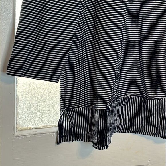 Lands End Women’s Black and White Striped 3/4 Length Sleeve Casual Top Size L - Picture 2 of 4
